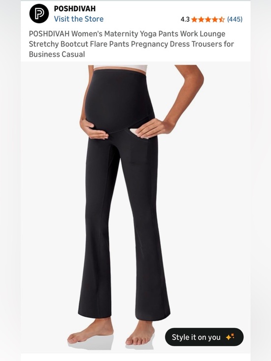 Poshdivah Pants - High-Rise Maternity Black Yoga Pants - Stretchy Flare Leg